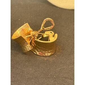 Vintage Monet White Enamel Hoop Earrings Gold Tone Interior Signed